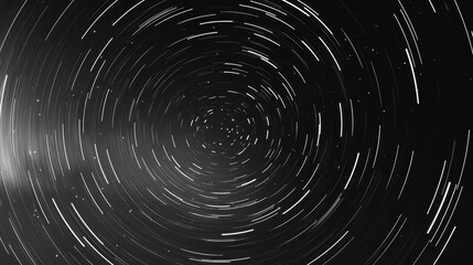 Star trail photograph, featuring concentric circles of starlight that radiate from a central point, indicative of the Earth's rotation around its axis