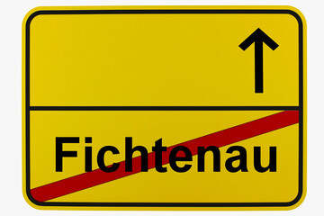 Illustration eines Ortsausgangsschildes von Fichtenau in Baden-Württemberg	