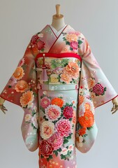 Naklejka premium A kimono with a floral pattern