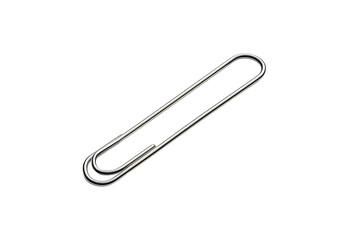Obraz premium A single silver paperclip isolated on a black background.