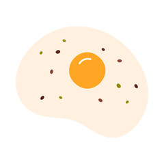 Fried egg. Egg yolk omelette. Tasty breakfast food. Vector illustration in cartoon style. Isolated on white background