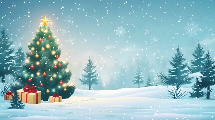 Christmas Snow Scene Illustration