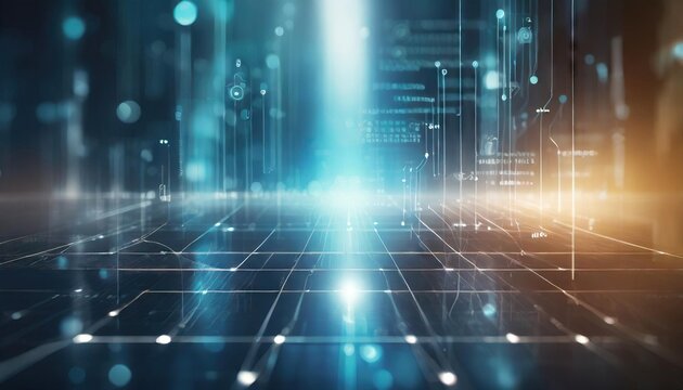 Abstract technology innovative background code glowing on the screen