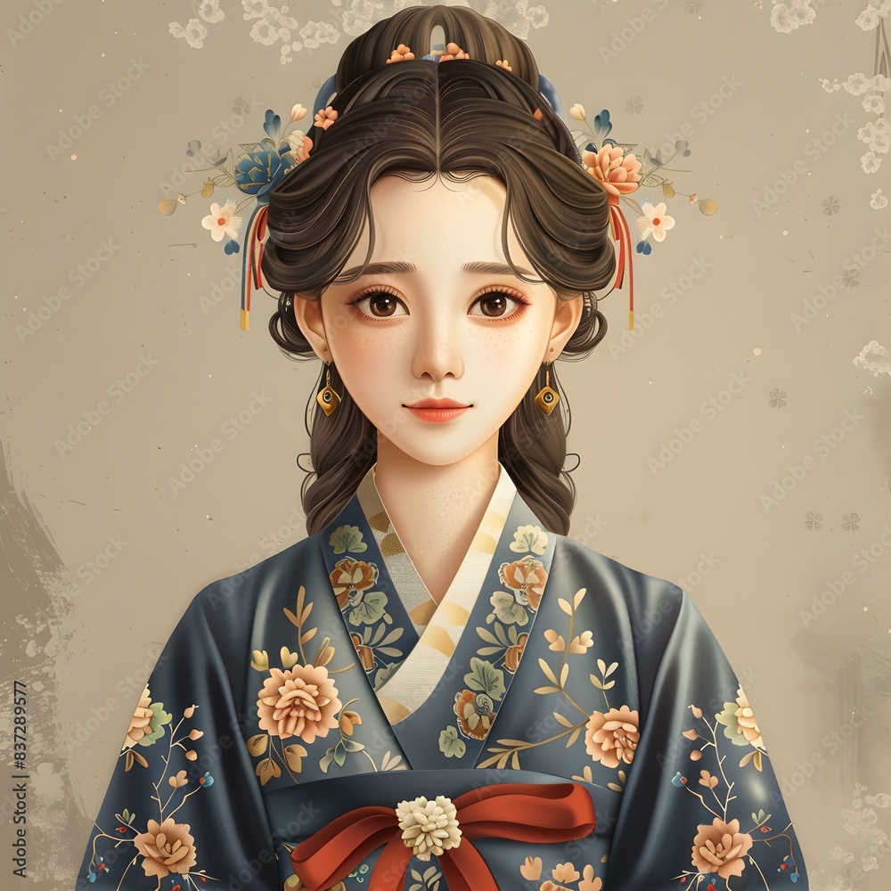 Canvas Prints beautiful woman in traditional korean hanbok dress