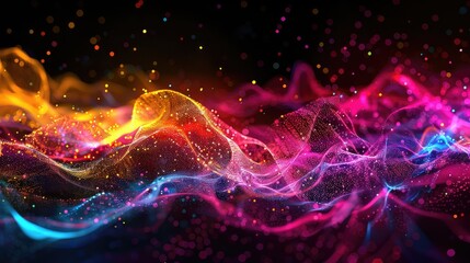 Fototapeta premium vibrant glowing wave flowing through abstract particles