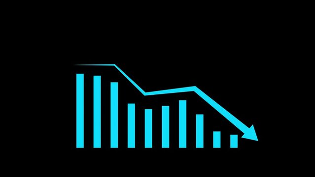  Animated down graph icon designed in flat icon style, business or finance concept icon. Finance, Business Info graphic animation, Bar graph.