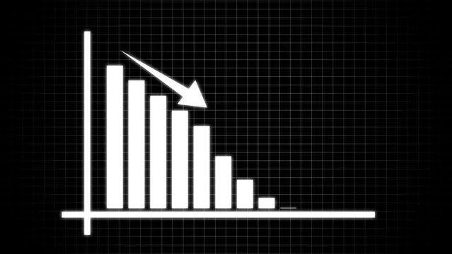 Abstract decreasing business graph chart animation background. Bad Economy Recession Graph Chart Chalkboard Style.