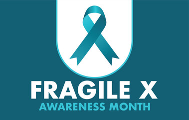 Vector graphic of National Fragile X Awareness Day, with ribbon and world map silhouette icon vector. July 22. Important day