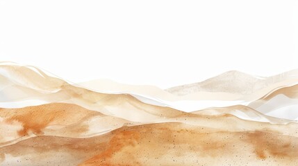 Desert dunes border, watercolor nature-inspired frame with flowing sand patterns, creating a serene watercolor illustration, isolated on white background