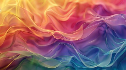 Obraz premium Fluid lines in rainbow hues, illustrating the flow and progress of LGBTQ+ rights (copy space, progress theme, ethereal, Multilayer, park backdrop)
