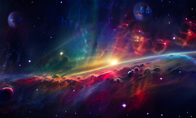Fototapeta premium Colorful Galaxy in Outer Space