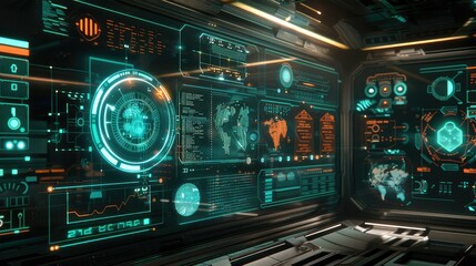 Obraz premium Abstract holographic interface