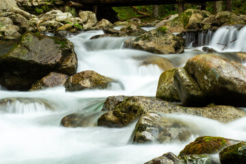 Obraz premium mountain river with cascades and waterfalls