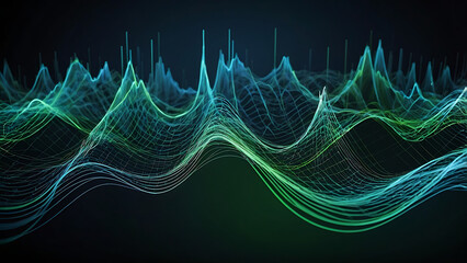 Aqua Harmony: Blue and Green Soundwaves