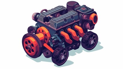 An isolated vector image portrays a power car engine.