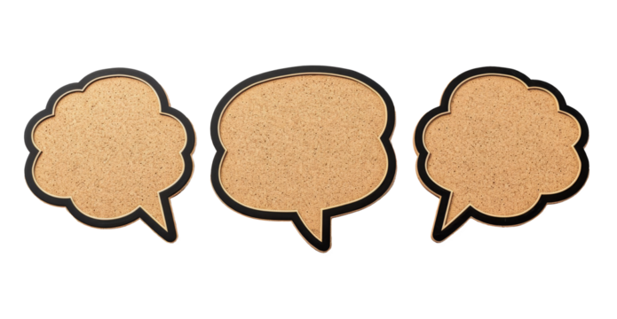 Three cork bubbles with black borders