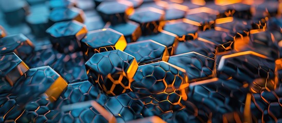 Obraz premium Black or greyscale geometric honeycomb hexagon mesh background