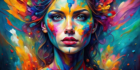 Colorful abstract portrait of a woman