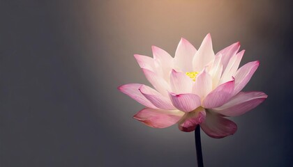 A pink lotus flower blooming in the dark isolated pastel background Copy space 