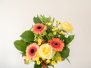 Bouquet of pink and yellow flowers
