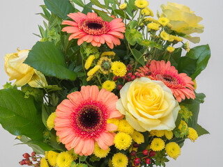 Bouquet of pink and yellow flowers