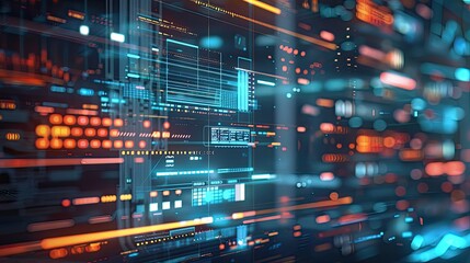 Obraz premium Holographic interface displaying futuristic data