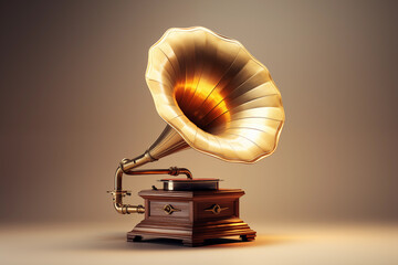 old gramophone on a retro background