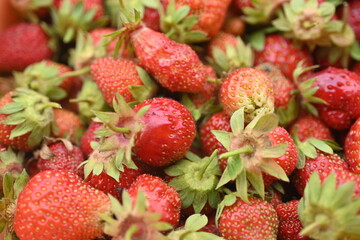 close-up strawberry berry texture, organic strawberry fruit small summer juicy strawberries 