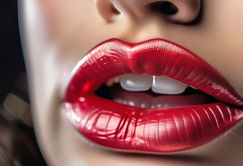 Obraz premium beautiful female lips, lips as fashionable beauty photography, photo for a fashion and beauty magazine