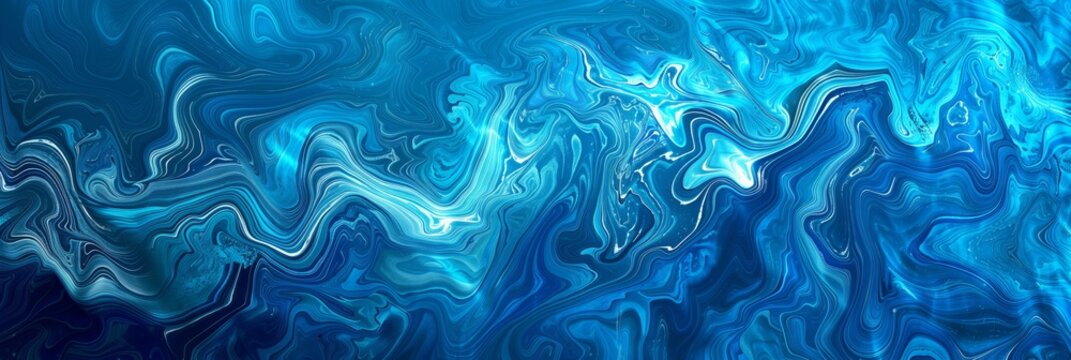 an abstract pattern in shades of blue, reminiscent of the movement and mixing of liquids or paint. Swirling lines and textures create the effect of depth and dynamics, creating a mesmerizing and hypno