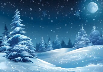 Snowy Night Scenery