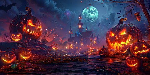 Naklejka premium Halloween Pumpkin Jack-o-lantern