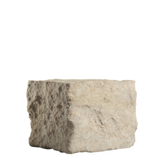 Stone wall, stone slab for display product. Beige stone podium isolated on background