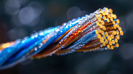 A close-up view of a cable, representing technology and connection. It can be used for internet and data communication.