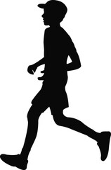 a boy running body silhouette vector