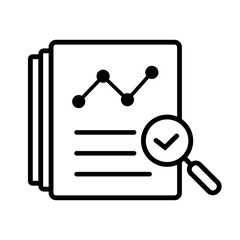 Assess line icon, review audit risk icon. Concept of find internal vulnerable bill or data research and survey.