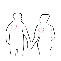 Sketch minimal couple in love drawing line art couple lovely drawn together line love concept with white ioslated background. Abstract,vector,illustration.