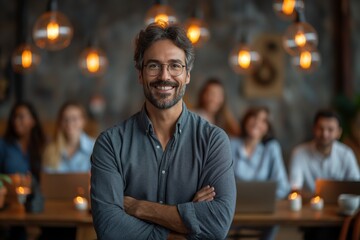 Fototapeta premium Professional man with arms crossed in office