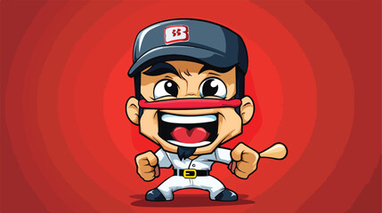 Baseball cartoon with tape on mouth 2d flat cartoon