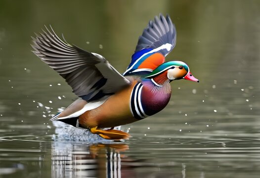A Mandarin Duck on the water