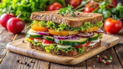 Fresh veggie sandwich on whole grain bread - Powered by Adobe