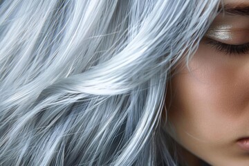 Naklejka premium Metallic Hair Hair colored with metallic shades, like silver or gold, reflecting light and emphasizing the texture