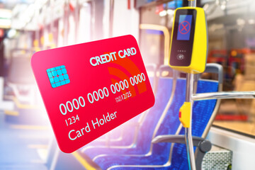 Paying for bus fare. NFC terminal. Credit card. Payment not completed. Problems with payment...