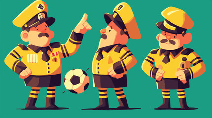 Cartoon bottle cap character as a football referee