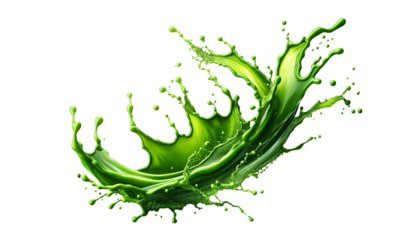  Green splash isolated  on the transparent background.