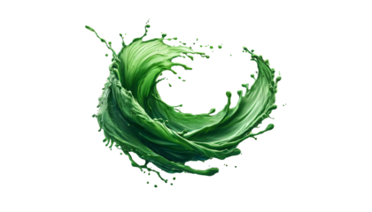  Green splash isolated  on the transparent background.