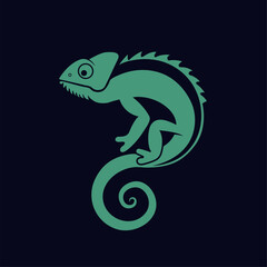 chameleon simple animal outline logo design