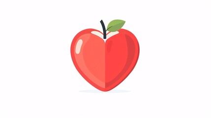 Flat design of a heartshaped apple