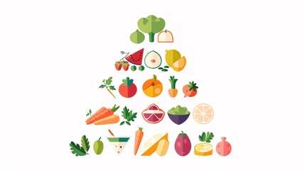 Healthy food pyramid in minimalist style