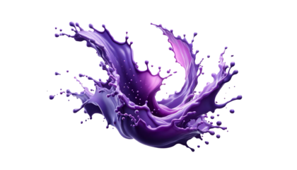 Purple splash isolated  on the transparent background.
